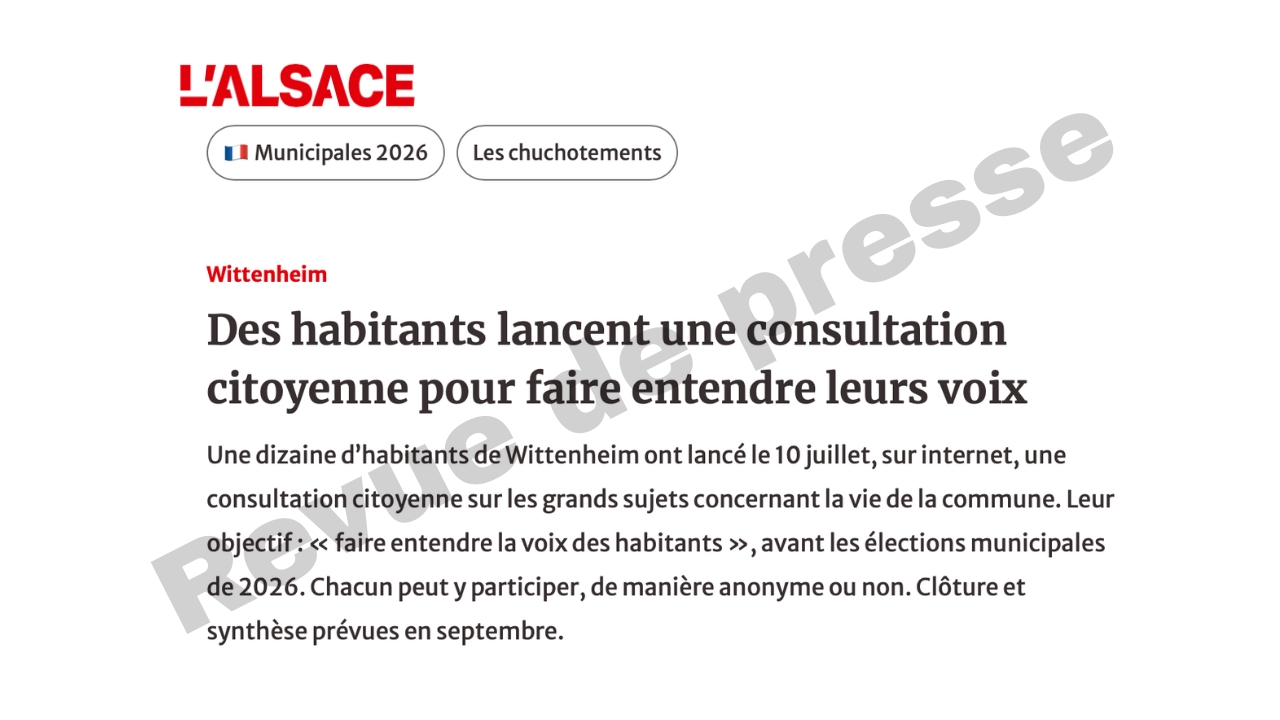 La presse parle de la consultation citoyenne à Wittenheim !
