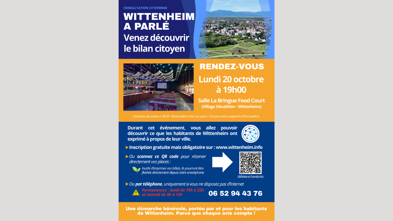 Les habitants de Wittenheim invités à la soirée du 20 octobre : notre équipe vient à votre rencontre dans tous les quartiers DE WITTENHEIM !